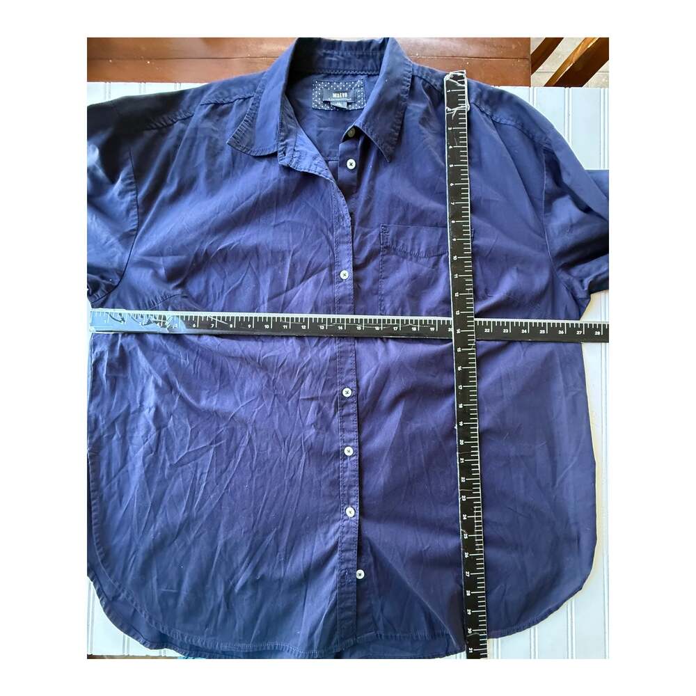 Maeve Anthropologie Navy Blue Cotton Button Down Shirt Tunic 1X Relaxed Fit - Picture 9 of 10